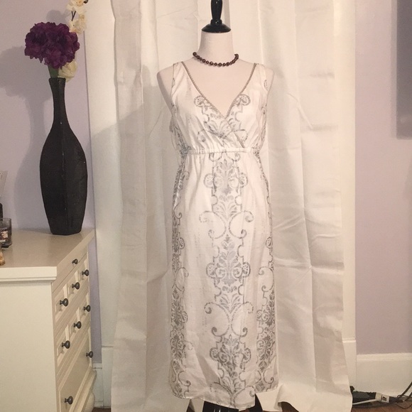 LOFT Dresses & Skirts - LOFT white dress with silver detail